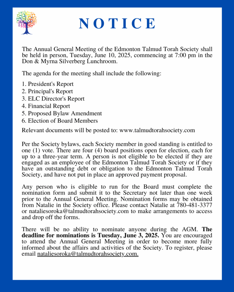Talmud Torah Times March/April 2025 Newsletter Talmud Torah Society Notice of AGM 2025 Instagram Post 45 1 Talmud Torah Society
